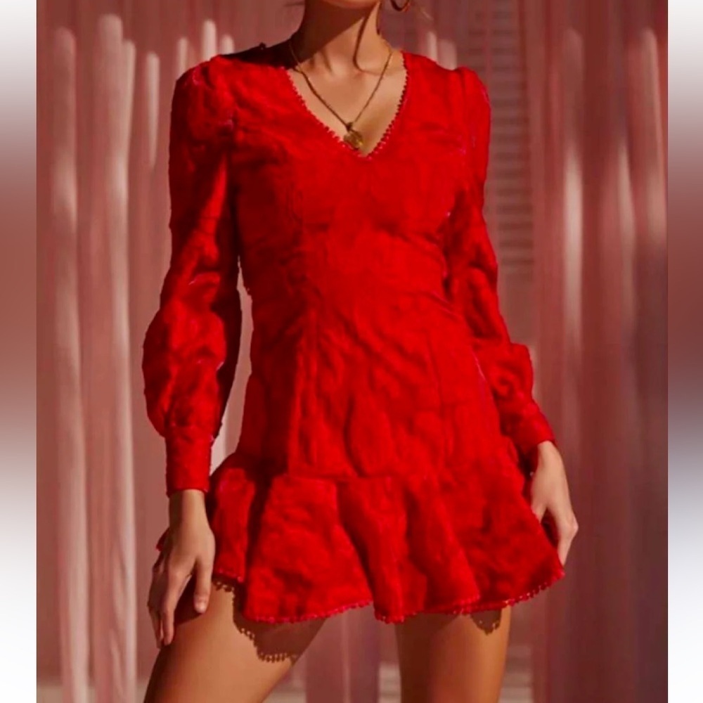 Selfie Leslie Red Lace Mini Dress, size 6 US